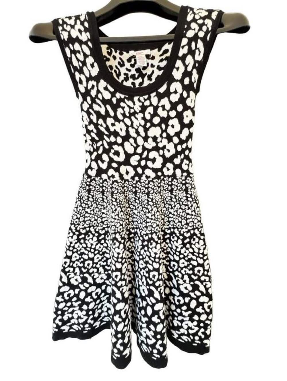 Candie's Sweater Dress Size XS Black White Animal Print Sleeveless